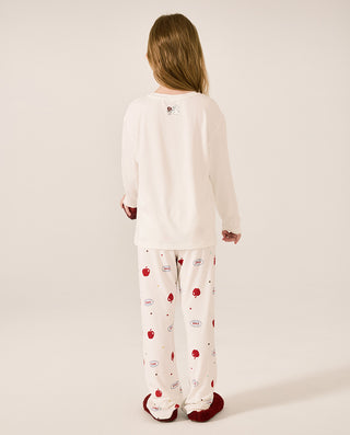 AIMER KIDS Milk Round-Neck Long-Sleeved Loungewear Set