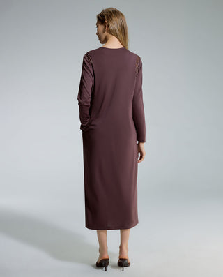AIMER Wool Mixed Fabric Mid-Length Nightgown
