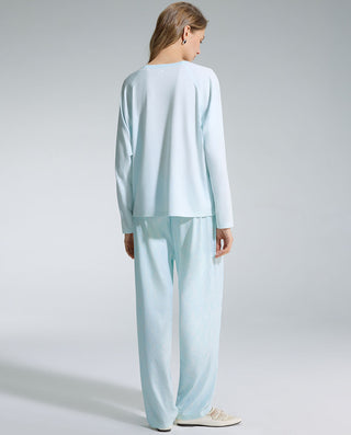 AIMER Algae Crew Neck Long Sleeve Pajama Set