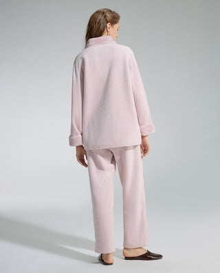 AIMER Collared Cardigan Long Sleeve Pants Set