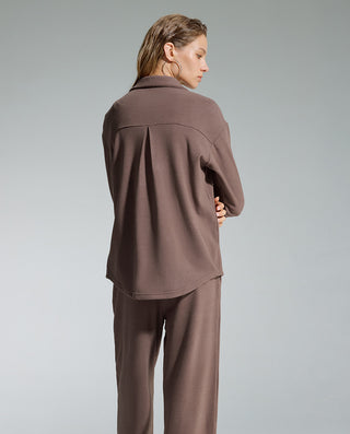 AIMER Collared Cardigan Long Sleeve Pants Set