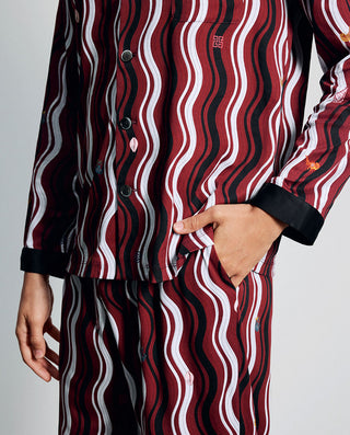 AIMER MEN Collared Cardigan Long Sleeve & Pants Set