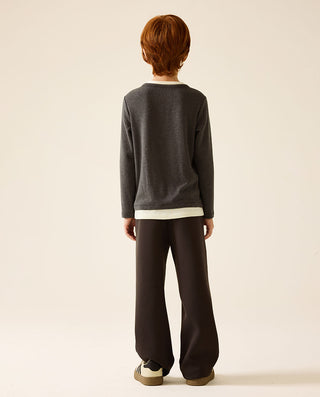 AIMER KIDS Mock Two-Piece Round-Neck Base-Layer Top