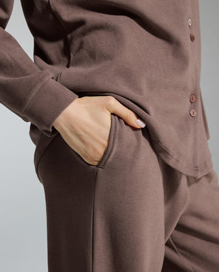 AIMER Collared Cardigan Long Sleeve Pants Set