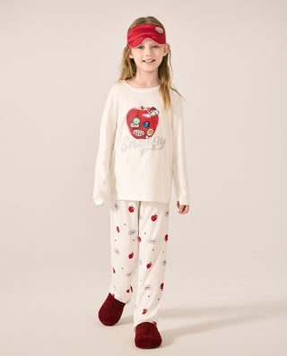 AIMER KIDS Milk Round-Neck Long-Sleeved Loungewear Set