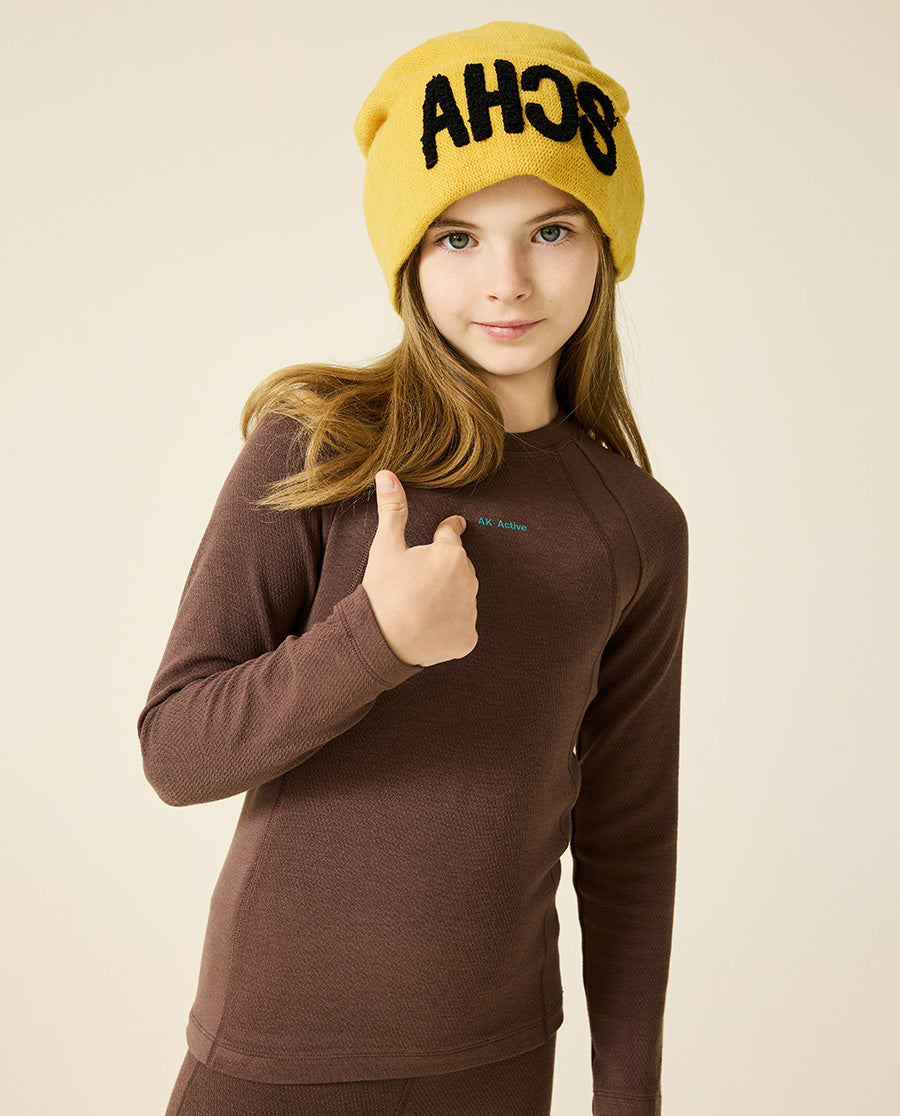 AIMER KIDS Warm Round-Neck Long-Sleeved Top