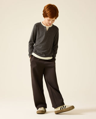 AIMER KIDS Mock Two-Piece Round-Neck Base-Layer Top