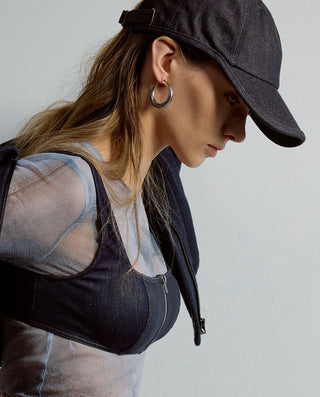 AIMER Denim Wireless Front Zip Bra