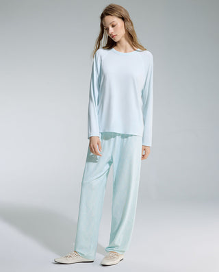 AIMER Algae Crew Neck Long Sleeve Pajama Set