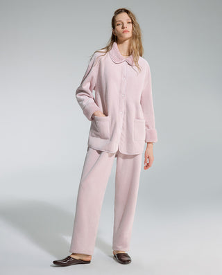 AIMER Collared Cardigan Long Sleeve Pants Set