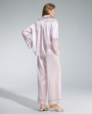 AIMER Silk Lapel Cardigan Long Sleeve & Pants Set