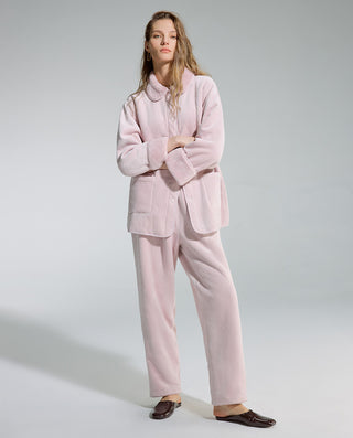 AIMER Collared Cardigan Long Sleeve Pants Set