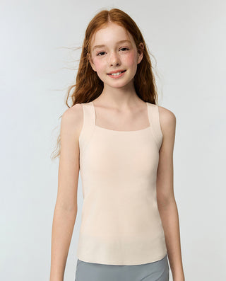 AIMER KIDS Girls' Nude Belly Guard Thermal Top