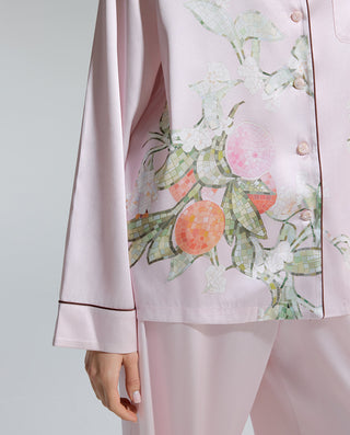 AIMER Silk Lapel Cardigan Long Sleeve & Pants Set