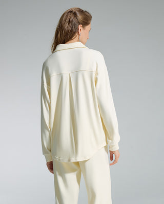 AIMER Collared Cardigan Long Sleeve Pants Set
