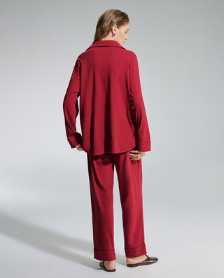 AIMER Collared Cardigan Long Sleeve Pants Set