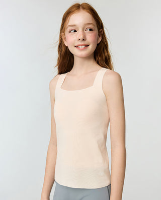 AIMER KIDS Girls' Nude Belly Guard Thermal Top
