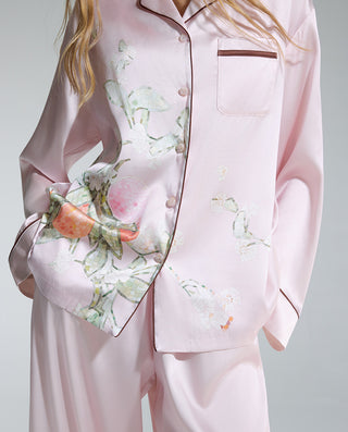 AIMER Silk Lapel Cardigan Long Sleeve & Pants Set