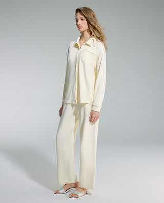 AIMER Collared Cardigan Long Sleeve Pants Set