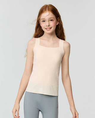AIMER KIDS Girls' Nude Belly Guard Thermal Top