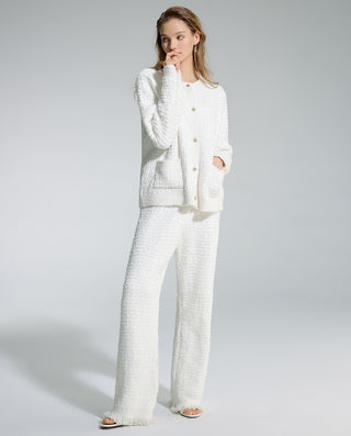 AIMER Crew Neck Cardigan Long Sleeve Pants Set