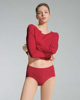 AIMER Red Thermal Set & Milk Briefs