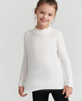 Aimer Kids Milk Flower Bud Mock Neck Top