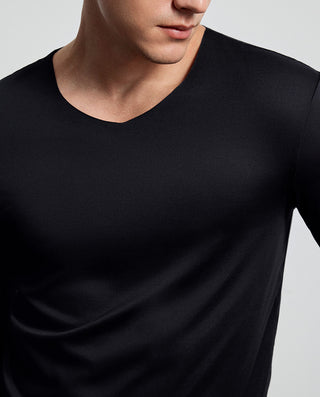 AIMER MEN Seamless V-Neck Long Sleeve Inner Top