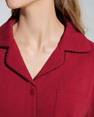 AIMER Collared Cardigan Long Sleeve Pants Set