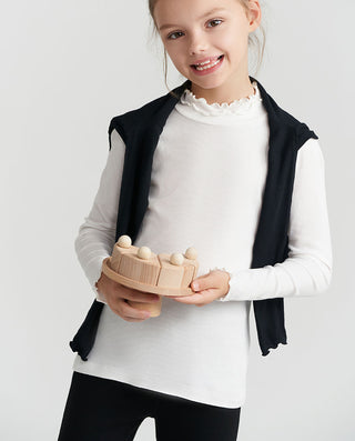 Aimer Kids Milk Flower Bud Mock Neck Top