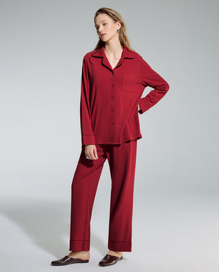 AIMER Collared Cardigan Long Sleeve Pants Set