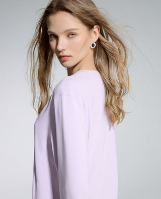 AIMER Algae Crew Neck Sleeve Nightgown