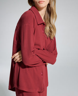 AIMER Collared Cardigan Long Sleeve Pants Set