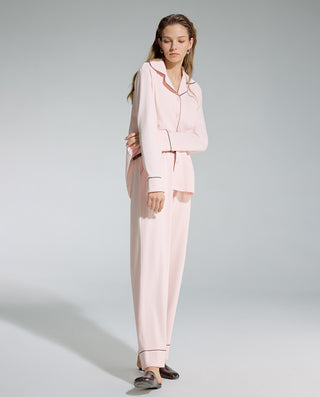 AIMER Collared Cardigan Long Sleeve Pants Set