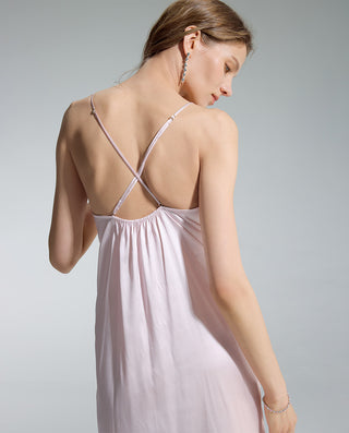 AIMER Silk Spaghetti Strap Slip Dress