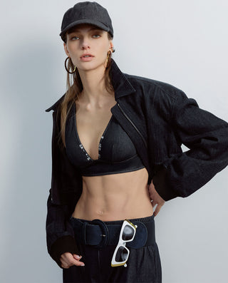 AIMER Denim Wireless Deep V Bra