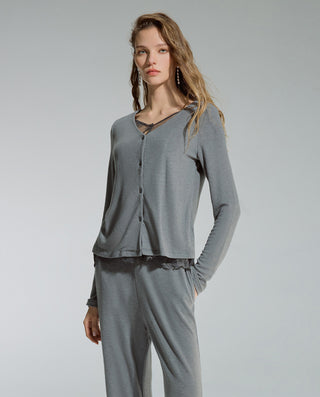 AIMER V-Neck Cardigan Long Sleeve Set