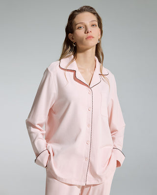 AIMER Collared Cardigan Long Sleeve Pants Set