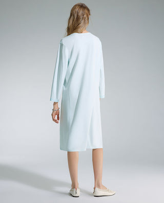 AIMER Algae Crew Neck Sleeve Nightgown