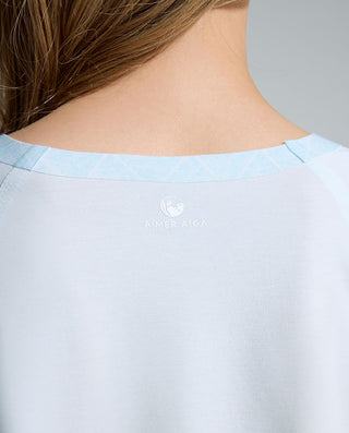 AIMER Algae Crew Neck Sleeve Nightgown