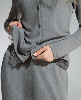 AIMER V-Neck Cardigan Long Sleeve Set