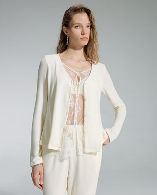 AIMER V-Neck Cardigan Long Sleeve Set