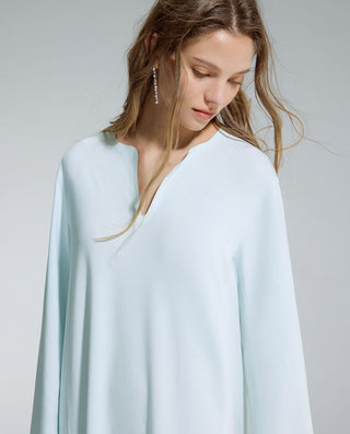 AIMER Algae Crew Neck Sleeve Nightgown