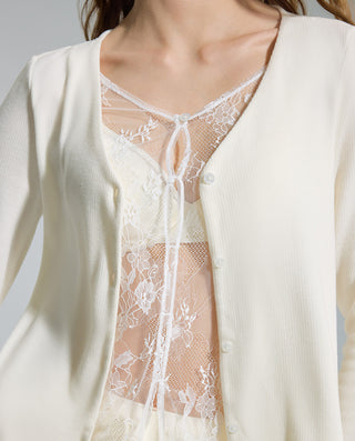 AIMER V-Neck Cardigan Long Sleeve Set