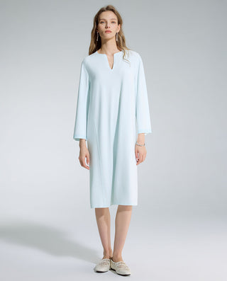 AIMER Algae Crew Neck Sleeve Nightgown