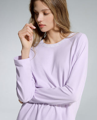 AIMER Algae Crew Neck Long Sleeve Pajama Set