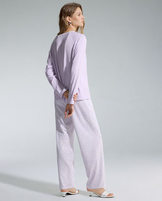 AIMER Algae Crew Neck Long Sleeve Pajama Set