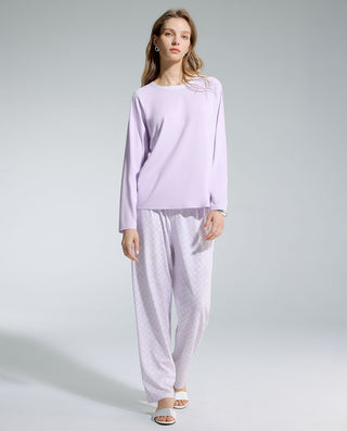 AIMER Algae Crew Neck Long Sleeve Pajama Set
