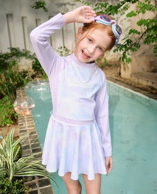 AIMER KIDS Long-sleeved Skirt 2-Piece Swimsuit For Girls
