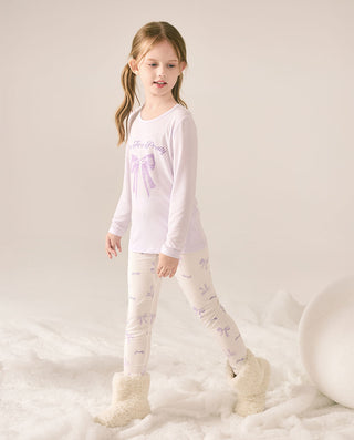 AIMER KIDS Lace Bowknot Pattern Warm Clothing Set for Girls